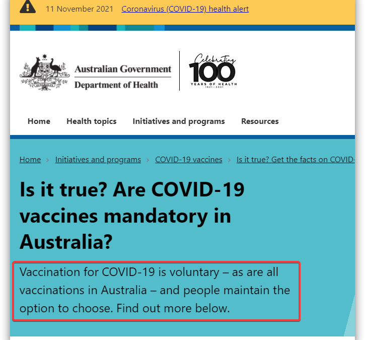 Covid vaccine voluntary australia