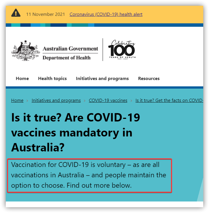 Covid vaccine voluntary australia